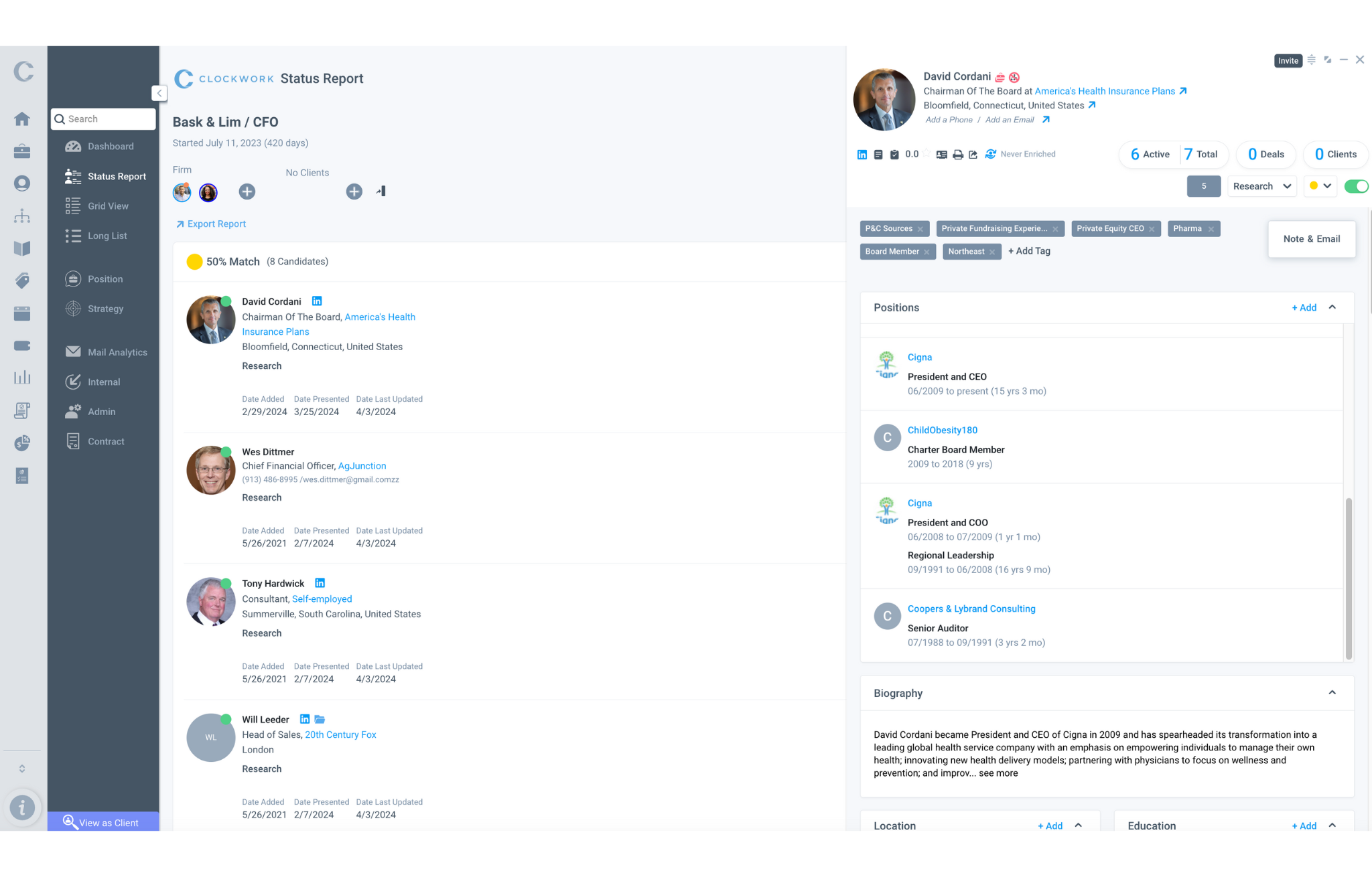 Candidate profile screenshot